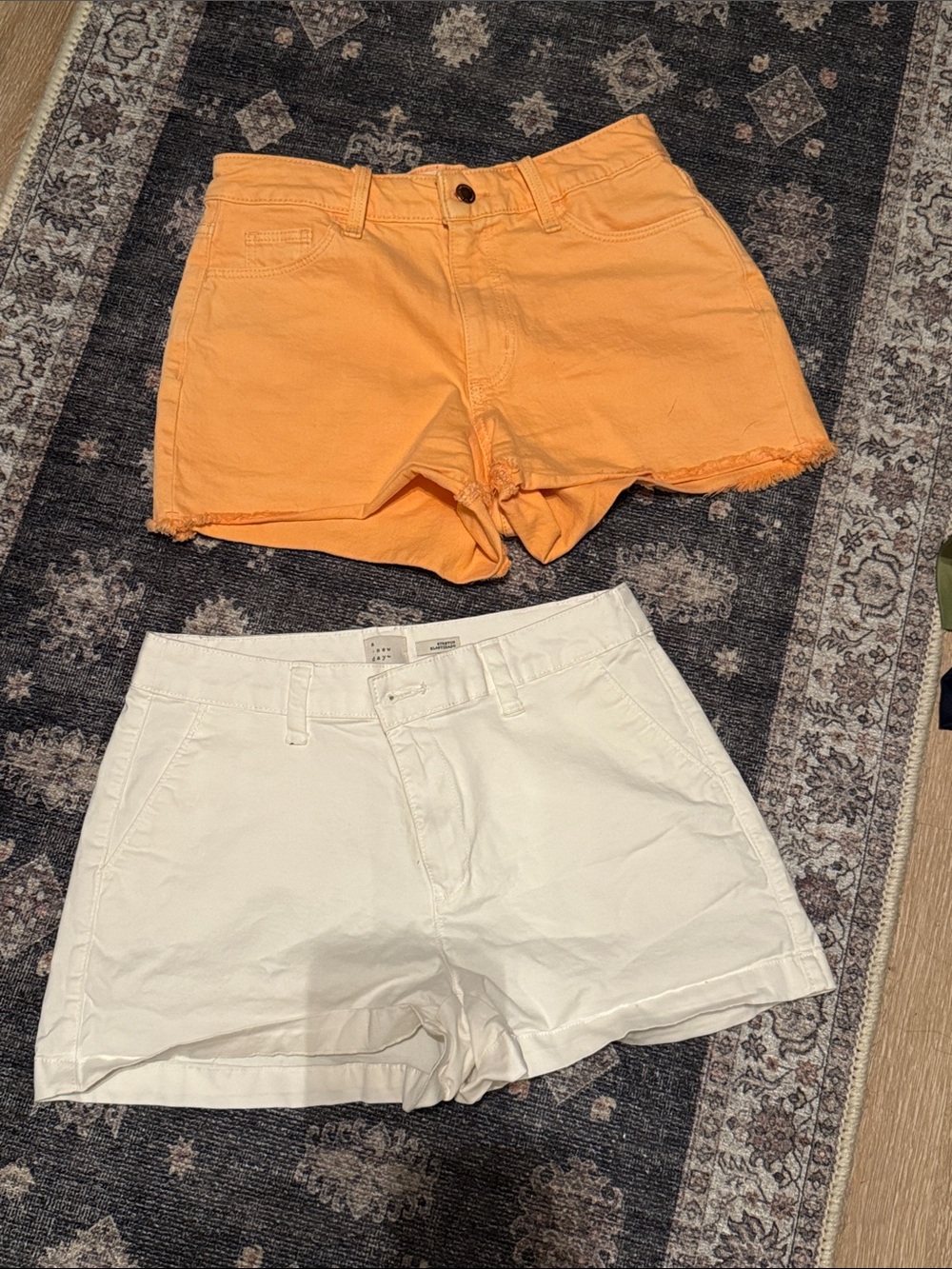 Target Women's Orange and White Jean Shorts - Casual High-Rise Pairs